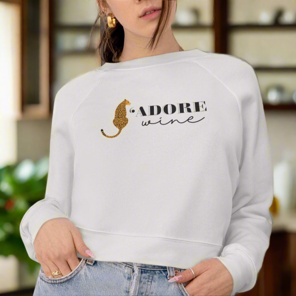 Cheetah J'adore Wine: Classy & Sassy Raglan Cropped pullover