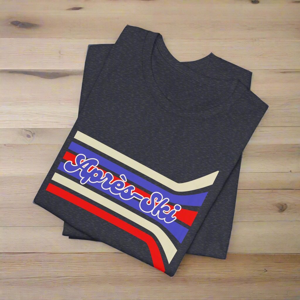 Après-Ski Unisex Tee- Retro Stripes in Ivory, Red & Blue