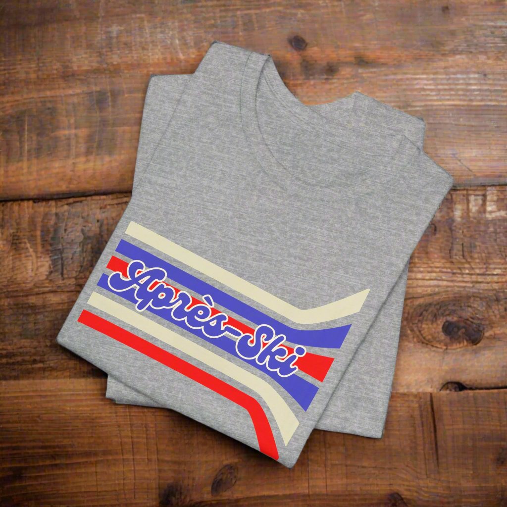 Après-Ski Unisex Tee- Retro Stripes in Ivory, Red & Blue