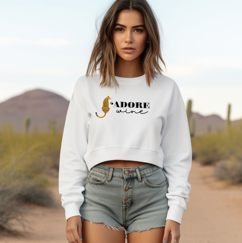 Cheetah J'adore Wine: Classy & Sassy Raglan Cropped pullover