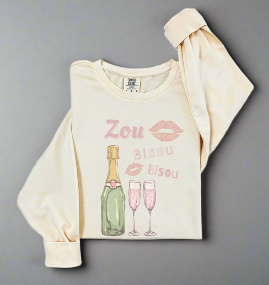 Rosé Champagne & Zou Bisou Bisou Crewneck Sweatshirt